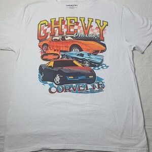Chevy Classics Corvette White Graphic T-Shirt Chemistry Large Official Licensed